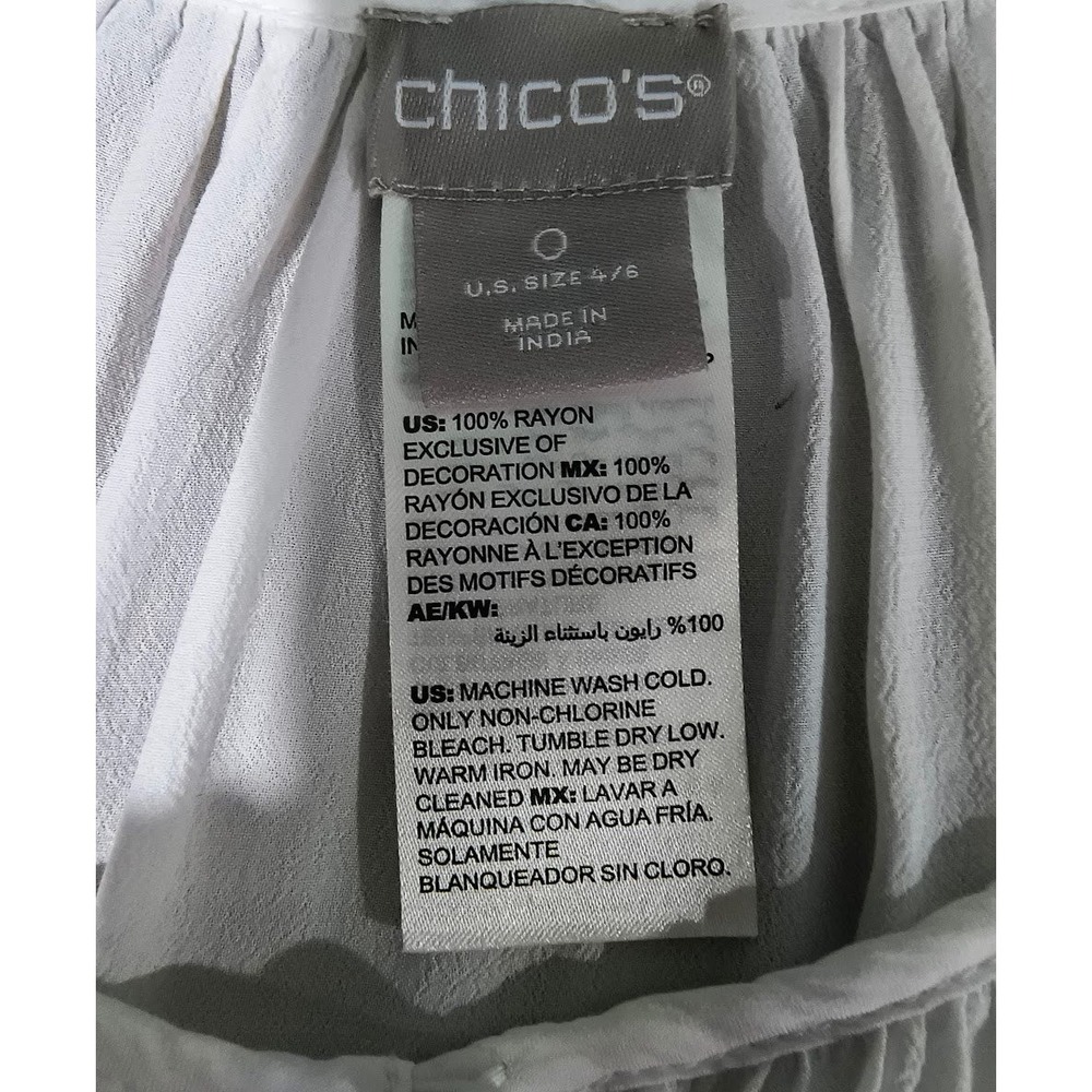 Chico's Off White Lace Embroidered Balloon Sleeve Blouse Size 0 US 4/6 - Picture 6 of 7